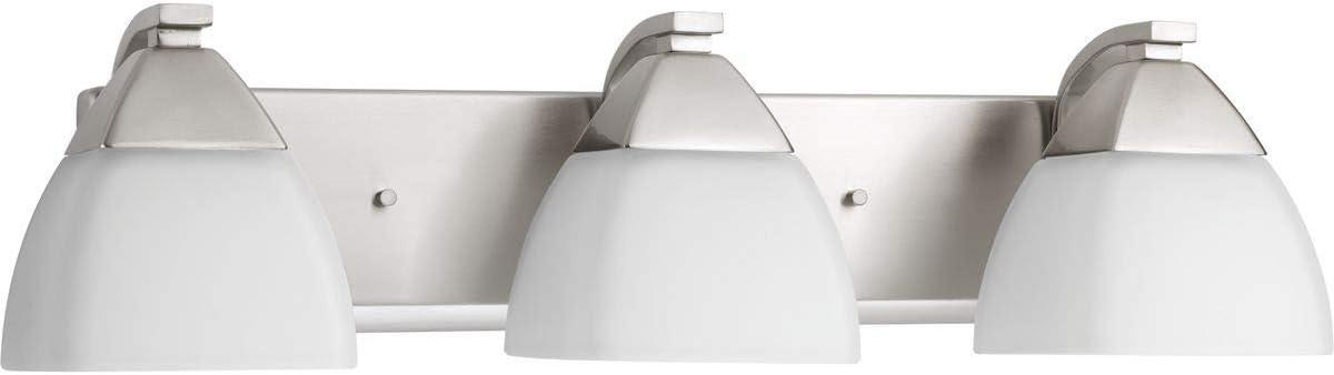 Progress Lighting, Appeal Collection, 3-Light Bath Vanity, Brushed Nickel, Etched White Glass Shades