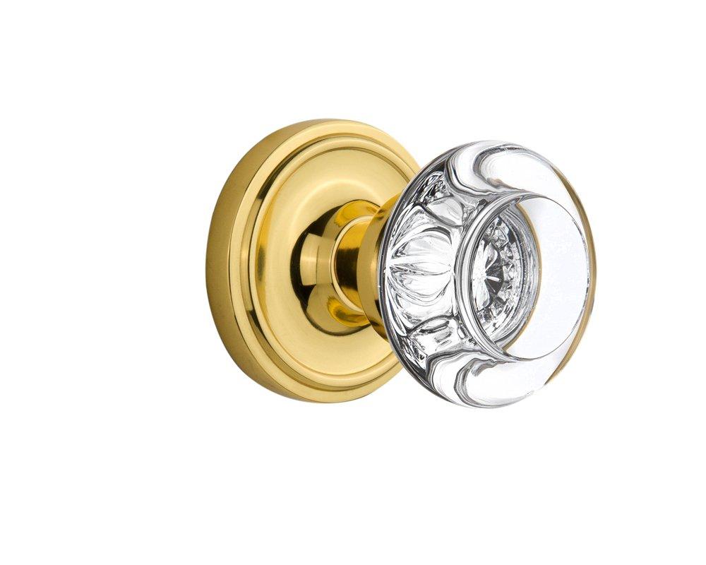Classic Rosette with Round Clear Crystal Door Knob