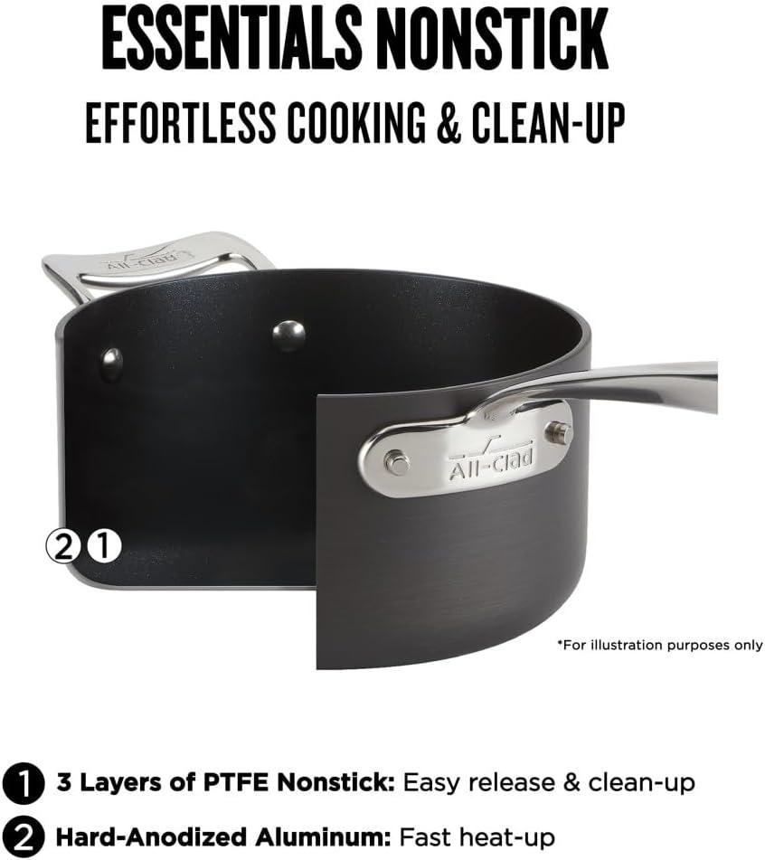 All-Clad All-Clad Essentials 4-Piece Non-Stick Skillet Set with Lids