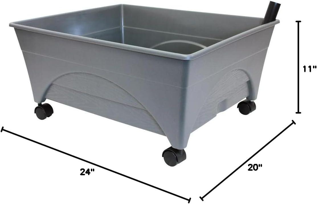 Slate Gray Resin Mobile Raised Garden Bed with Casters