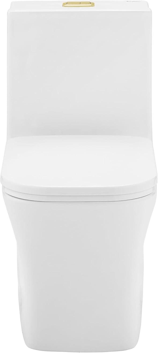Concorde One Piece Square Toilet Dual Flush, Brushed Gold Hardware 1.1/1.6 gpf