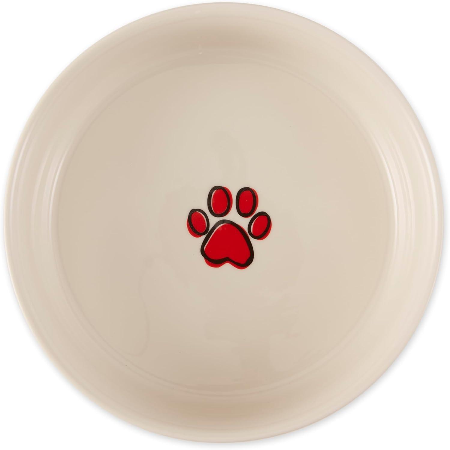 Large Multicolor Ceramic Pet Bowls with Non-Slip Base