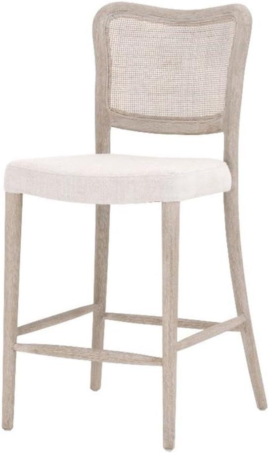 Bisque Gray Oak and Cane Counter Stool