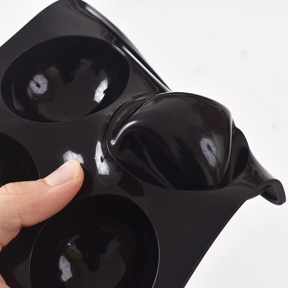 Newk 6 Holes Semi Sphere Silicone Mold, 6 Packs 6-Cavity Half Sphere Mold for Making Chocolate Bomb, Cake, Jelly, Pudding, Dome Mousse - Black