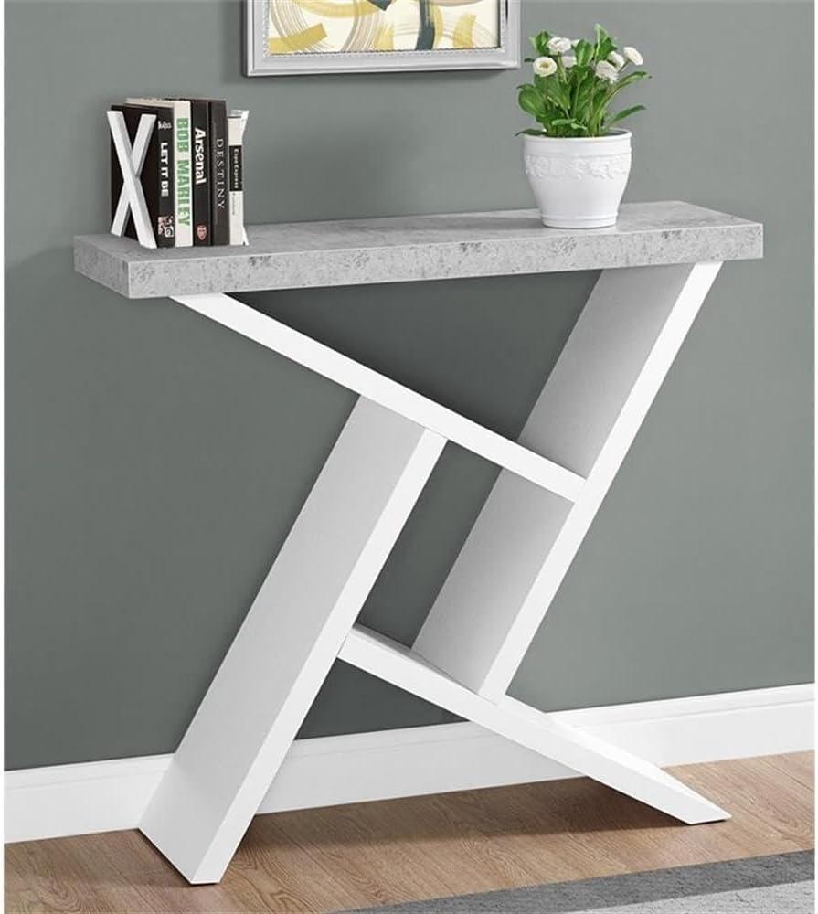 Monarch Specialties Accent Table, Console, Entryway, Narrow, Sofa, Bedroom, Grey And White Laminate