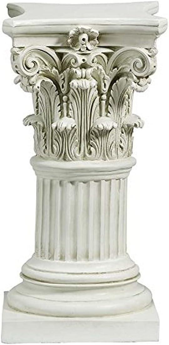 Small White Resin Corinthian Pedestal Display Stand