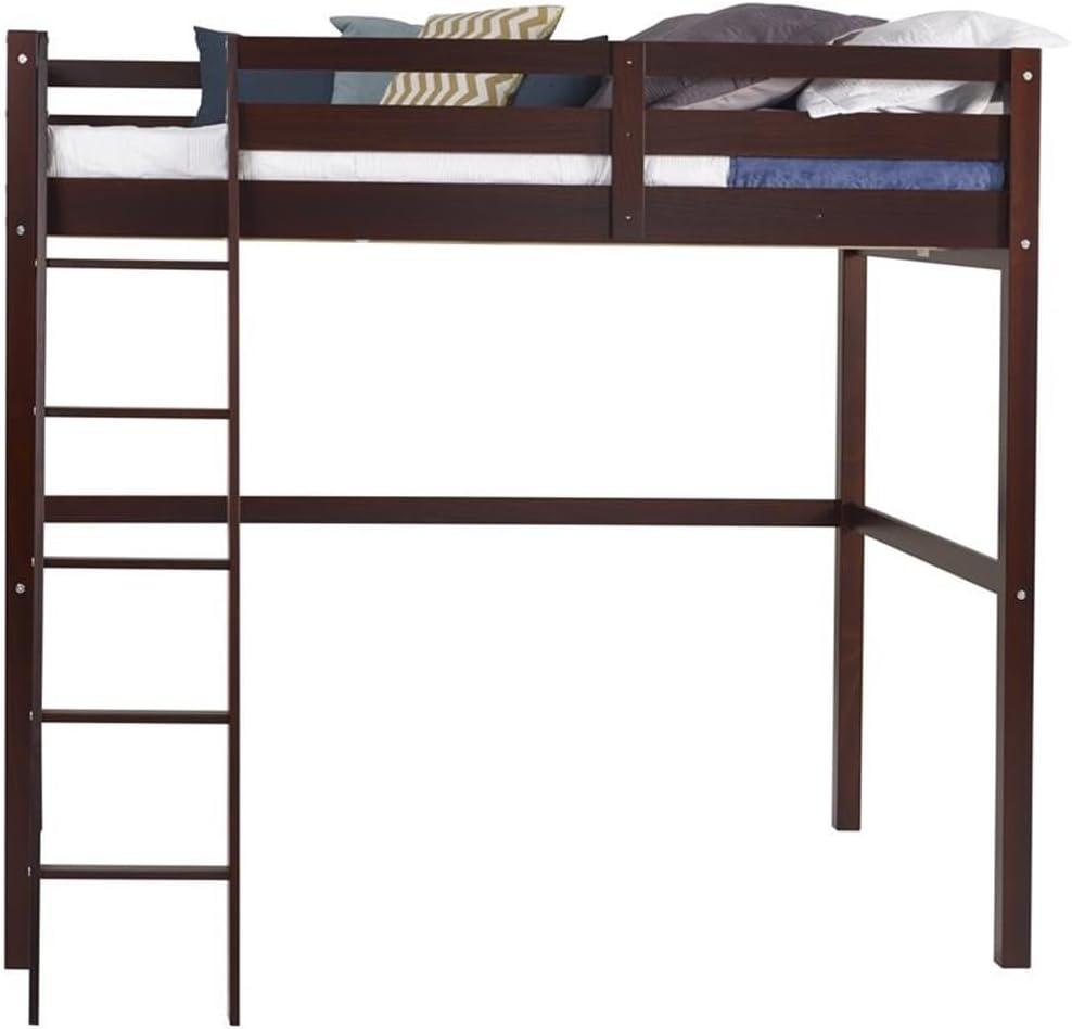 Camaflexi Tribeca Solid Wood High Loft Bed Frame Twin in Cappuccino