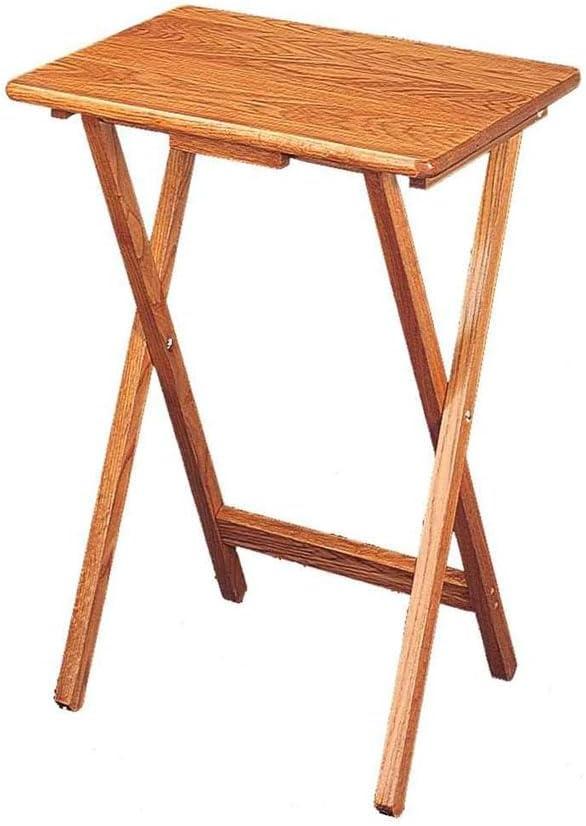 Set of 4 Oak Finish Solid Wood TV Dinner Tray Tables