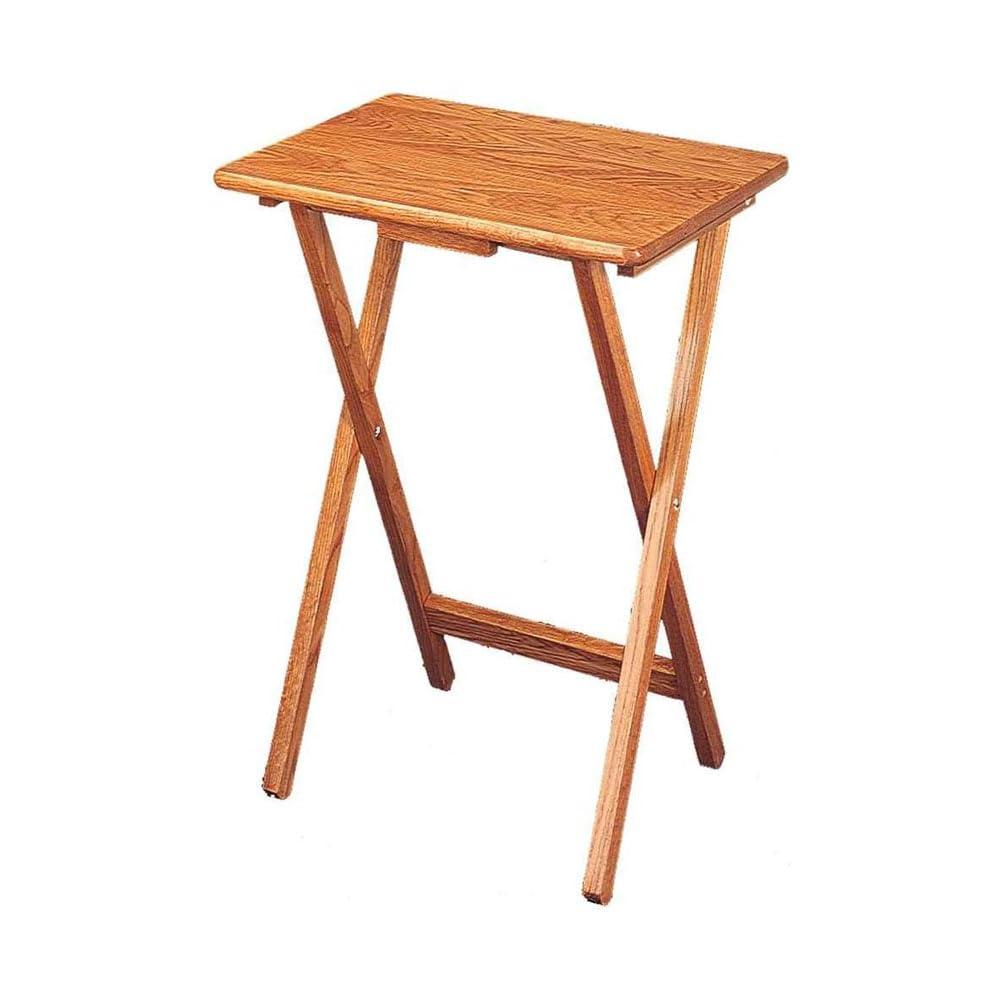 Set of 4 Oak Finish Solid Wood TV Dinner Tray Tables