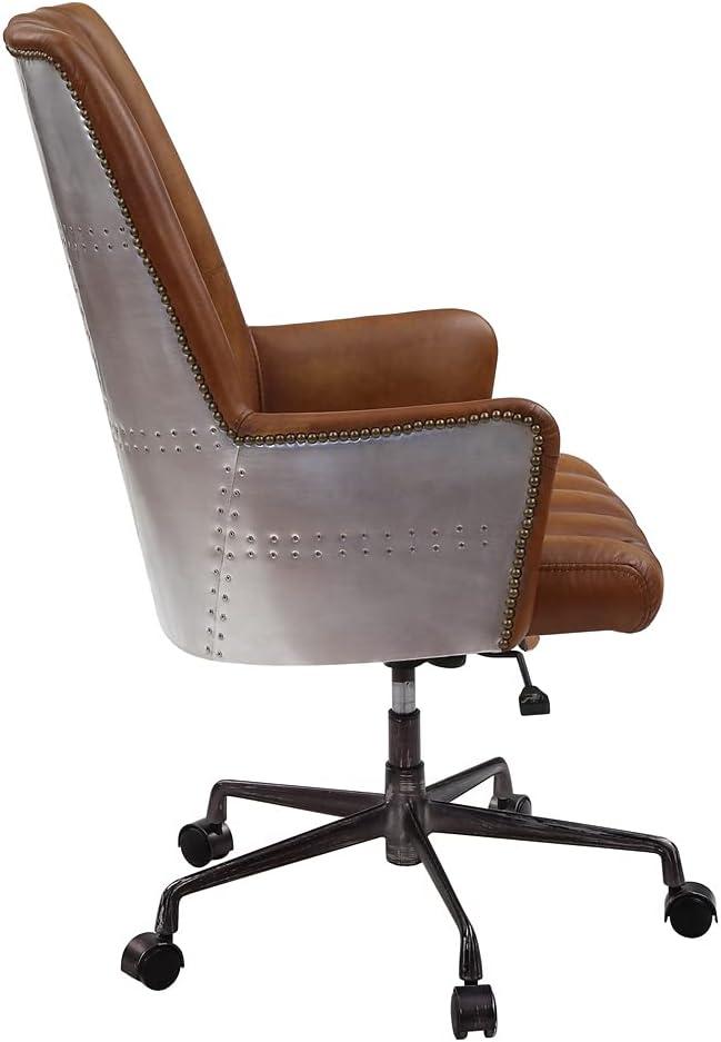 AcmeFurniture Office Chair, Sahara Leather & Aluminum 28"D x 25"W x 43"H