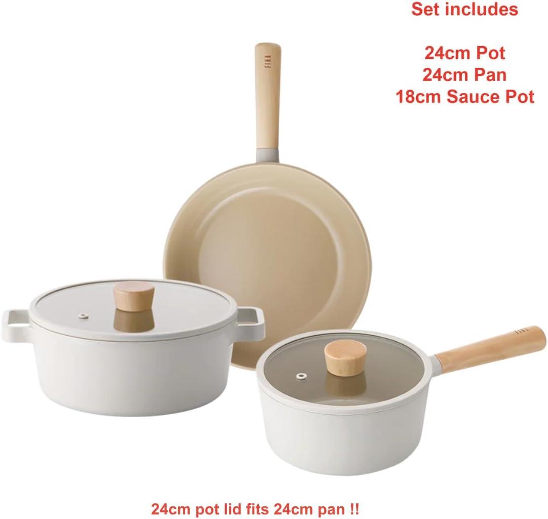 NEOFLAM FIKA Cookware Set | 18cm Sauce Pan, 24cm Pan, 24cm Stockpot | Made in Korea