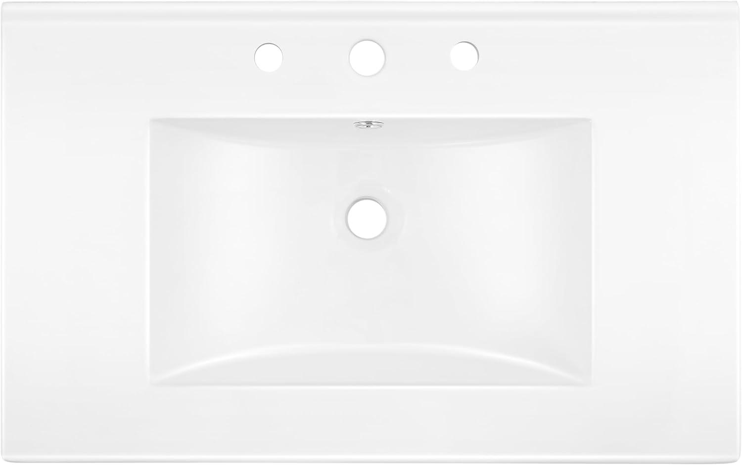 Jonathan Y Ancillary 3-Hole 30" Classic Contemporary Rectangular Ceramic Single Sink Basin Vanity Top