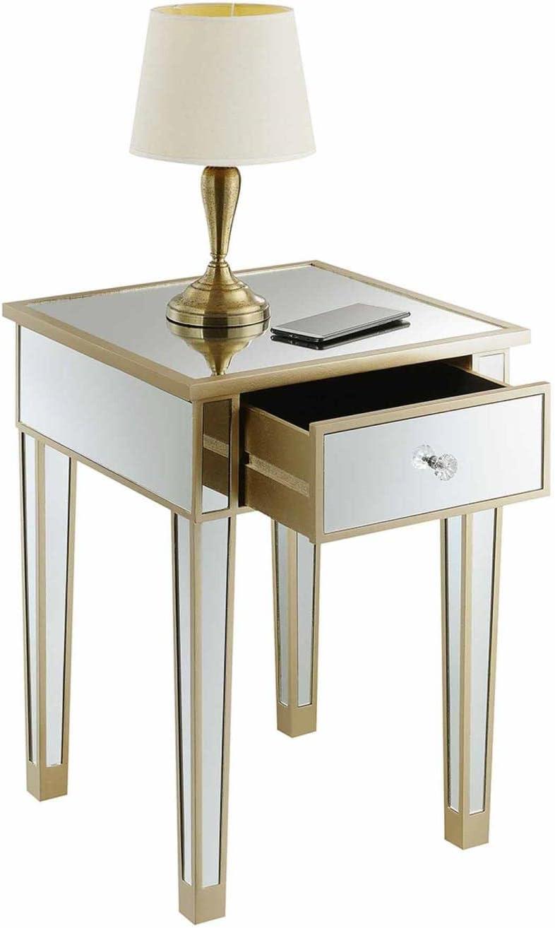 Convenience Concepts Gold Coast Mirrored End Table with Drawer, Multiple Colors