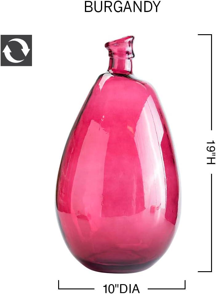 VivaTerra Recycled Tall Glass Balloon Vase – Handblown Glass Vases for Centerpieces – Unique Organic Shape in a Delicate Aqua Color – Sustainable and Unique Home Decor (19" H x 10" Dia.)