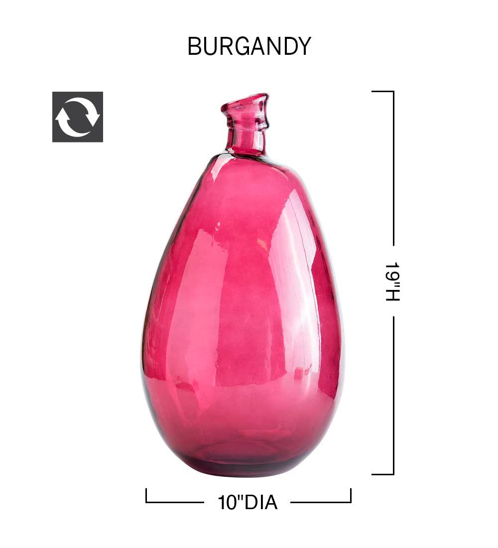 VivaTerra Recycled Tall Glass Balloon Vase – Handblown Glass Vases for Centerpieces – Unique Organic Shape in a Delicate Aqua Color – Sustainable and Unique Home Decor (19" H x 10" Dia.)