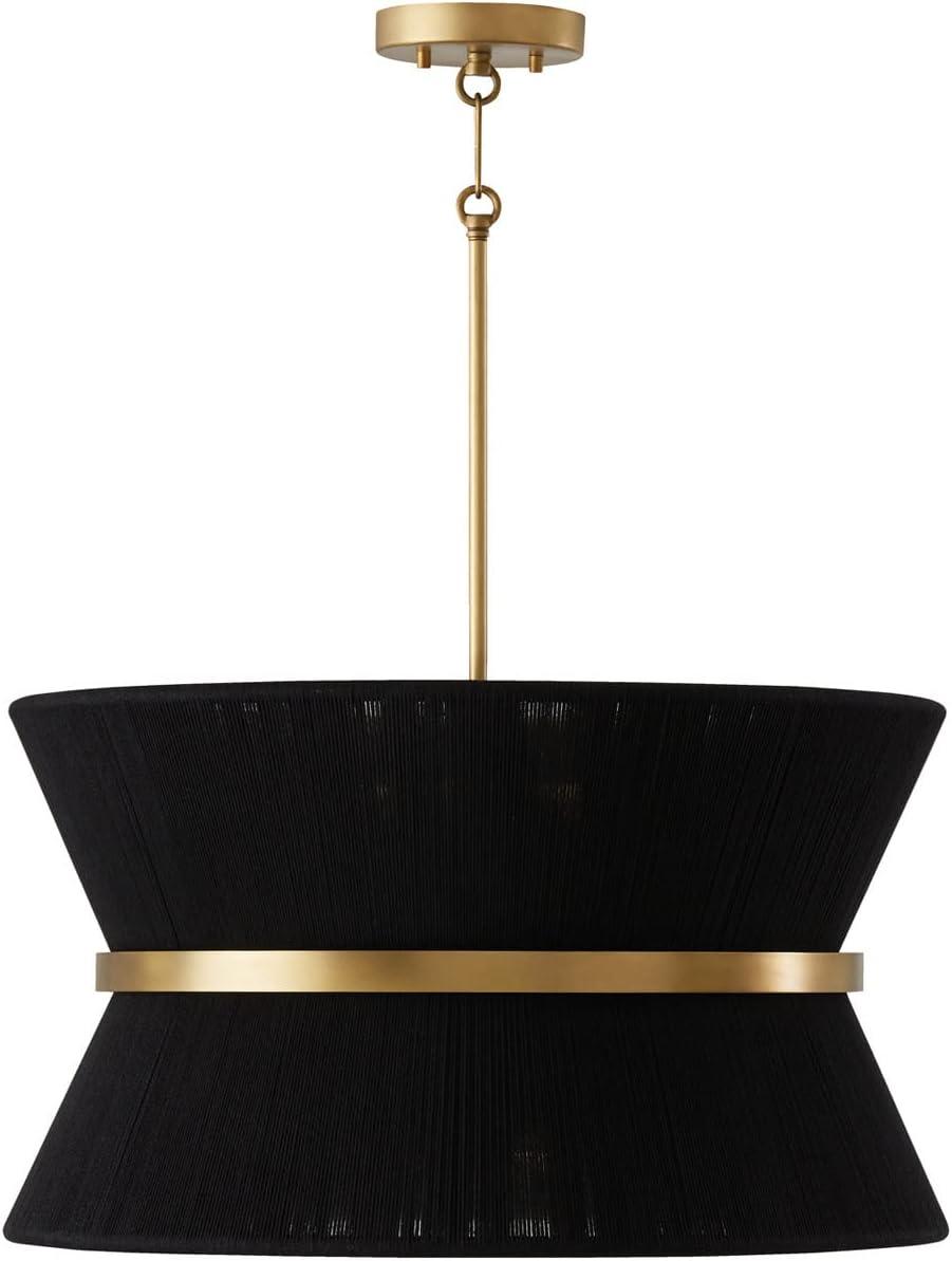 Cecilia 8-Light Tapered Pendant in Black Rope & Patinaed Brass