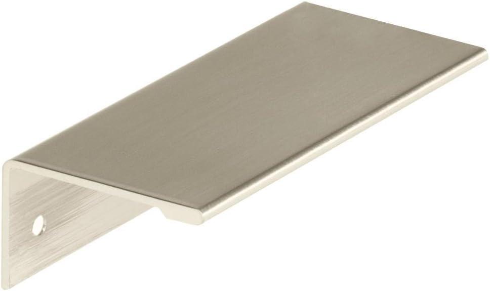 Brushed Nickel Modern Finger Cabinet Pull with Mounting Hardware