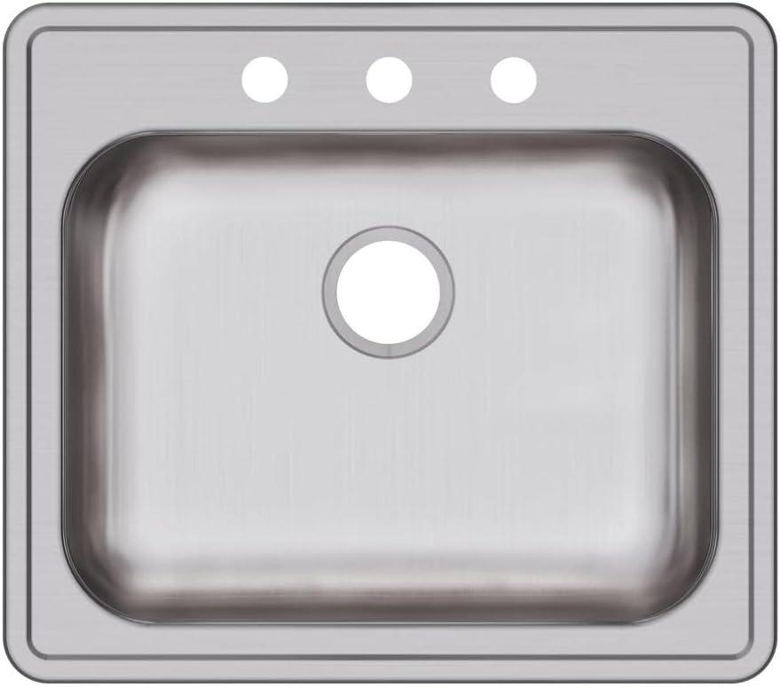 Dayton Single Bowl Three-Hole Drop-In Stainless Steel Sink