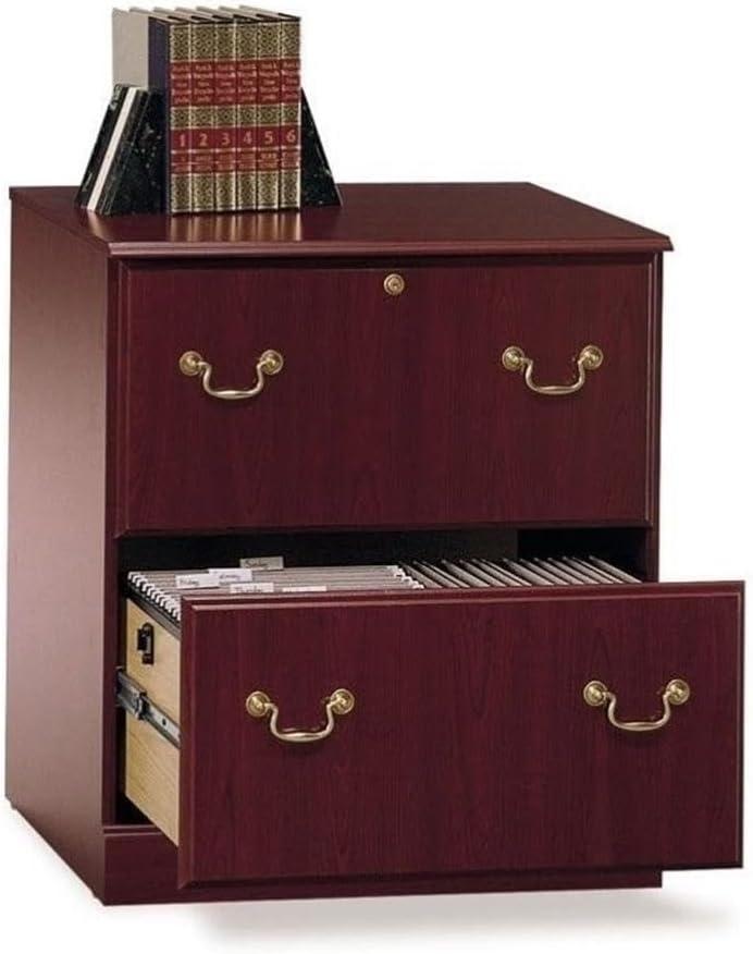 Cherry Wood 2-Drawer Lockable Vertical Filing Cabinet