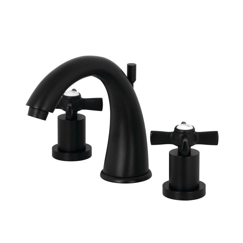 Kingston Brass Millennium Two-Handle 3-Hole Deck Mount Widespread Bathroom Faucet with Brass Pop-Up Drain