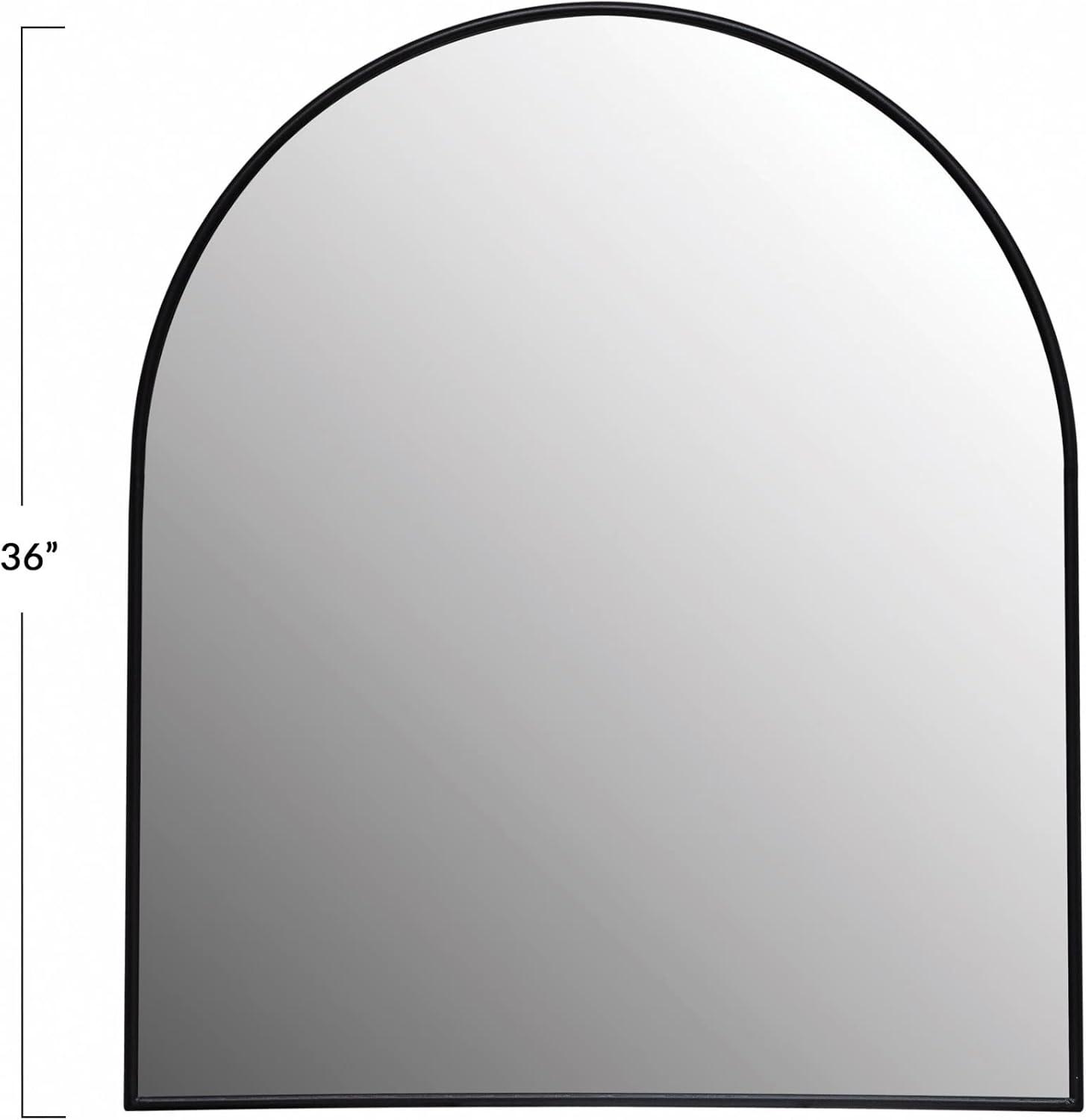 Arched Black Metal Framed Wall Mirror