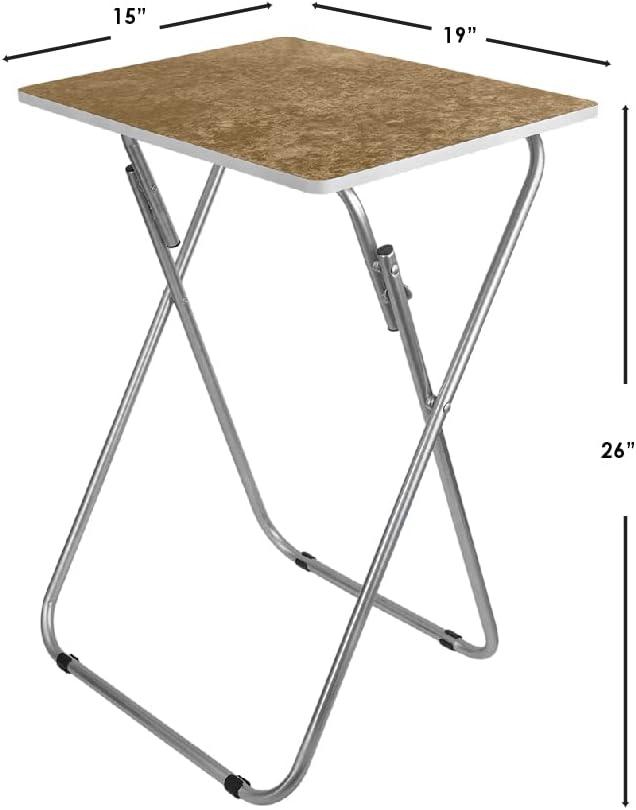 Brown Marble Folding TV Tray Table with Metal Frame