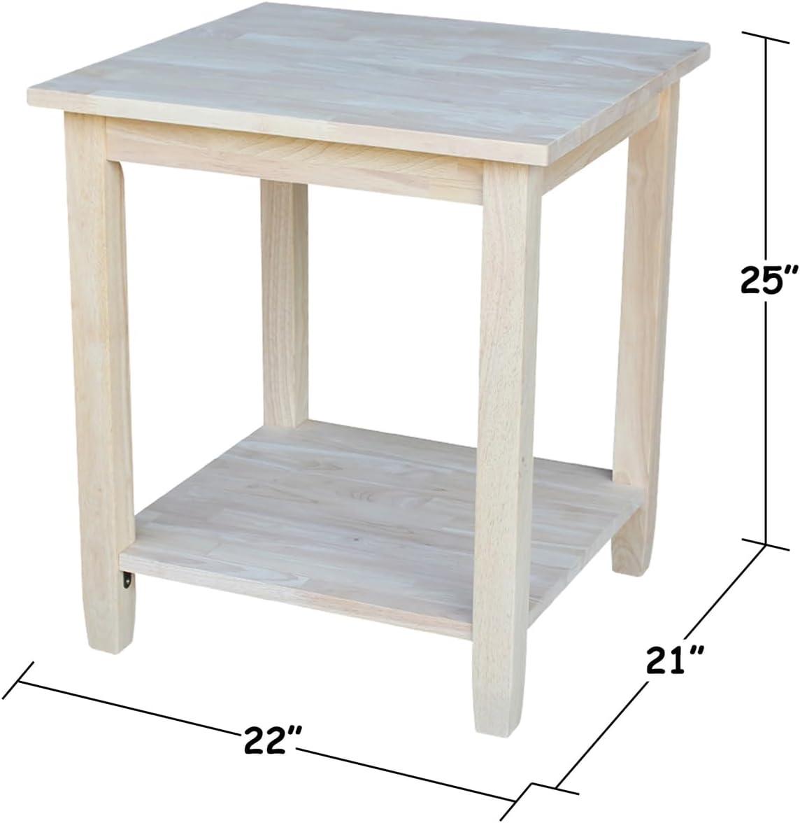 Solano Square Solid Wood Classic End Table in Unfinished