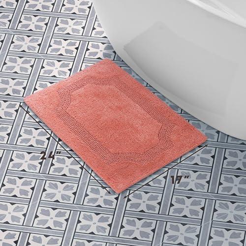 Laura Ashley Reversible Cotton 17 x 24 in. Bath Mat, Coral