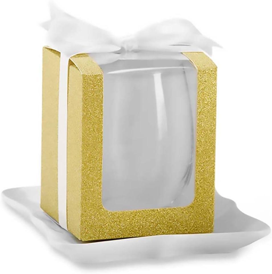 Kate Aspen Gold 9 oz. Glassware Gift Box with Ribbon (Set of 12) | 30009GD-Box