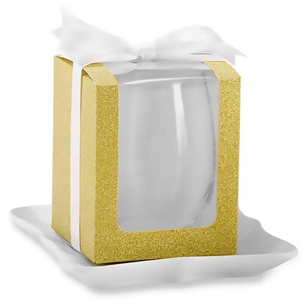 Kate Aspen Gold 9 oz. Glassware Gift Box with Ribbon (Set of 12) | 30009GD-Box