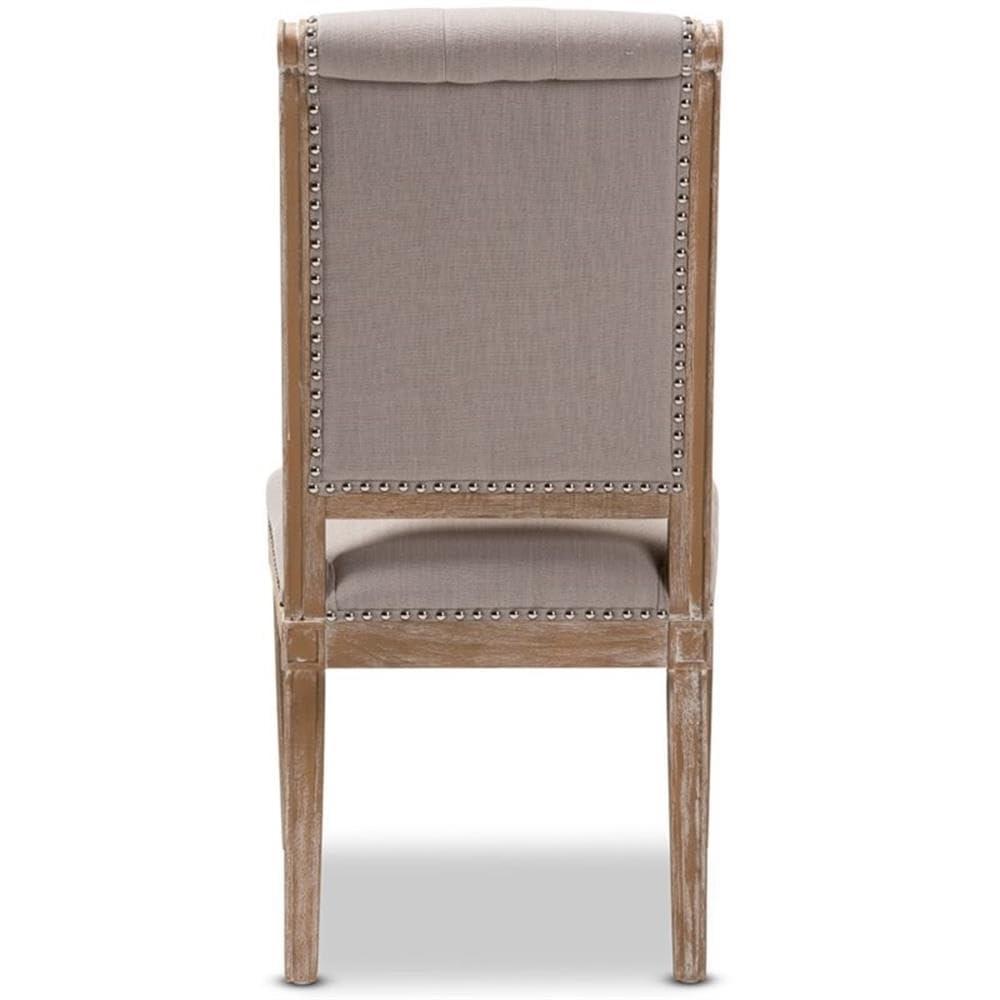 Charmant Wood Dining Chair Light Beige - Baxton Studio: French Provincial, Foam-Padded, Nailhead Trim