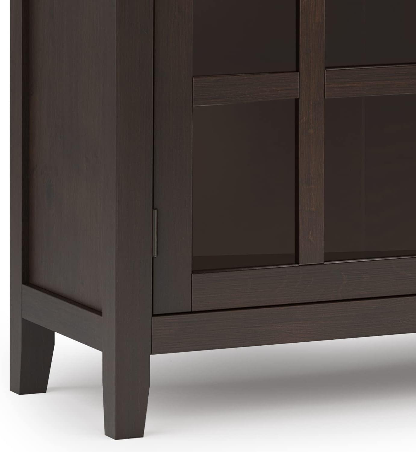 Simpli Home Artisan Solid Wood Large Sideboard Buffet In Dark Chestnut Brown