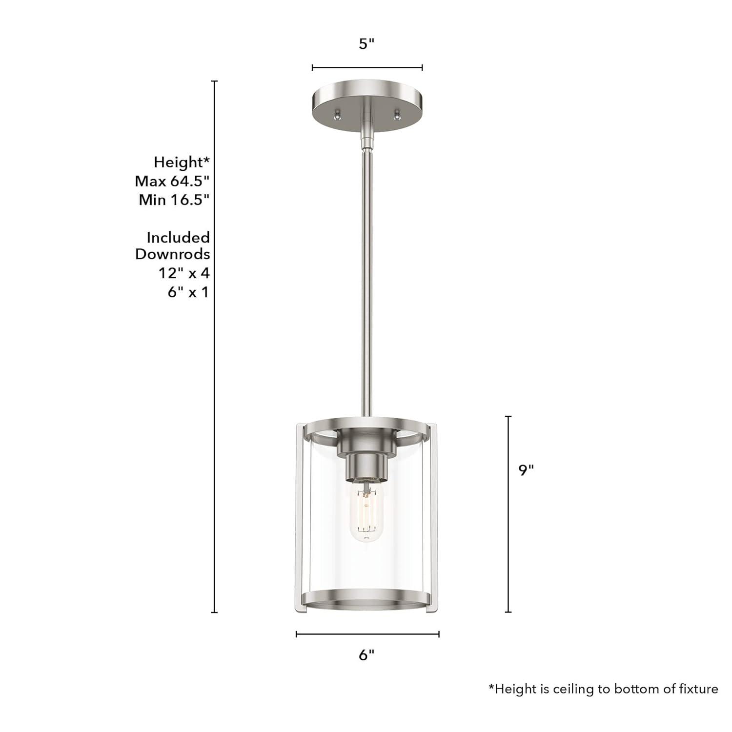 Astwood Clear Glass Mini Pendant Ceiling Light Fixture Matte Black - Hunter Fan: UL Listed, Adjustable Height