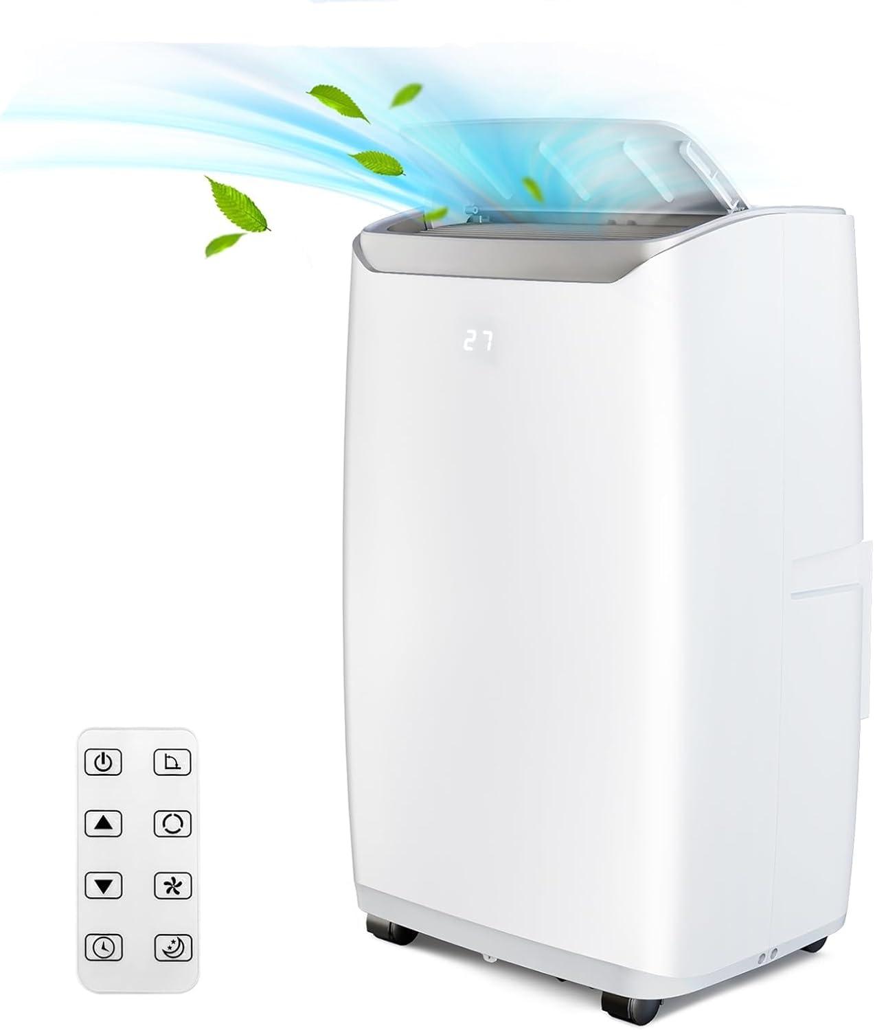 White 12000 BTU Portable Air Conditioner with Remote Control