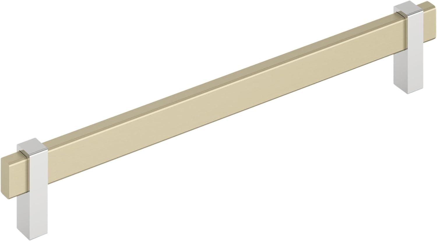 Amerock Mulino 8-13/16 inch (224mm) Center-to-Center Golden Champagne/Polished Chrome Cabinet Pull