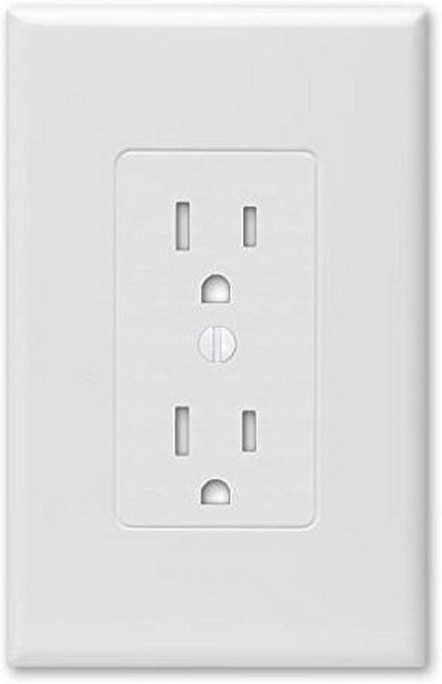 White Polycarbonate 1-Gang Decorator Electrical Outlet Cover