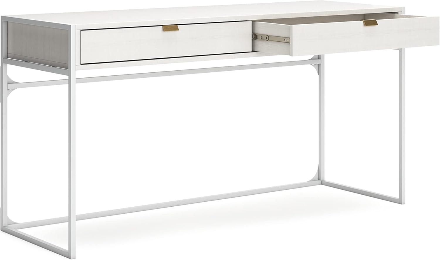 White Modern Desk with Drawers and Filing Cabinet