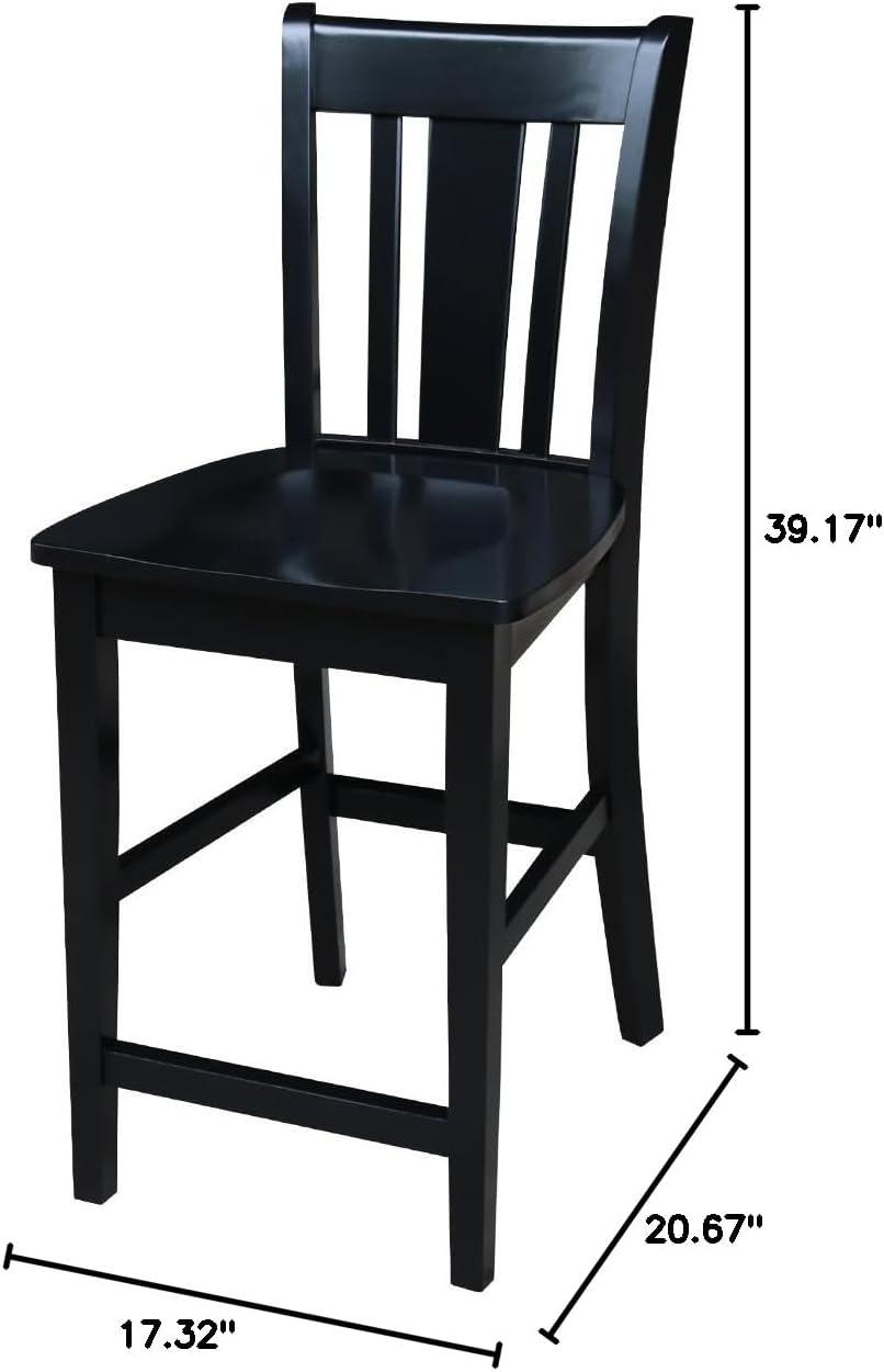 24" San Remo Counter Height Barstool Black - International Concepts: Solid Wood, Traditional Square Design, Durable Parawood