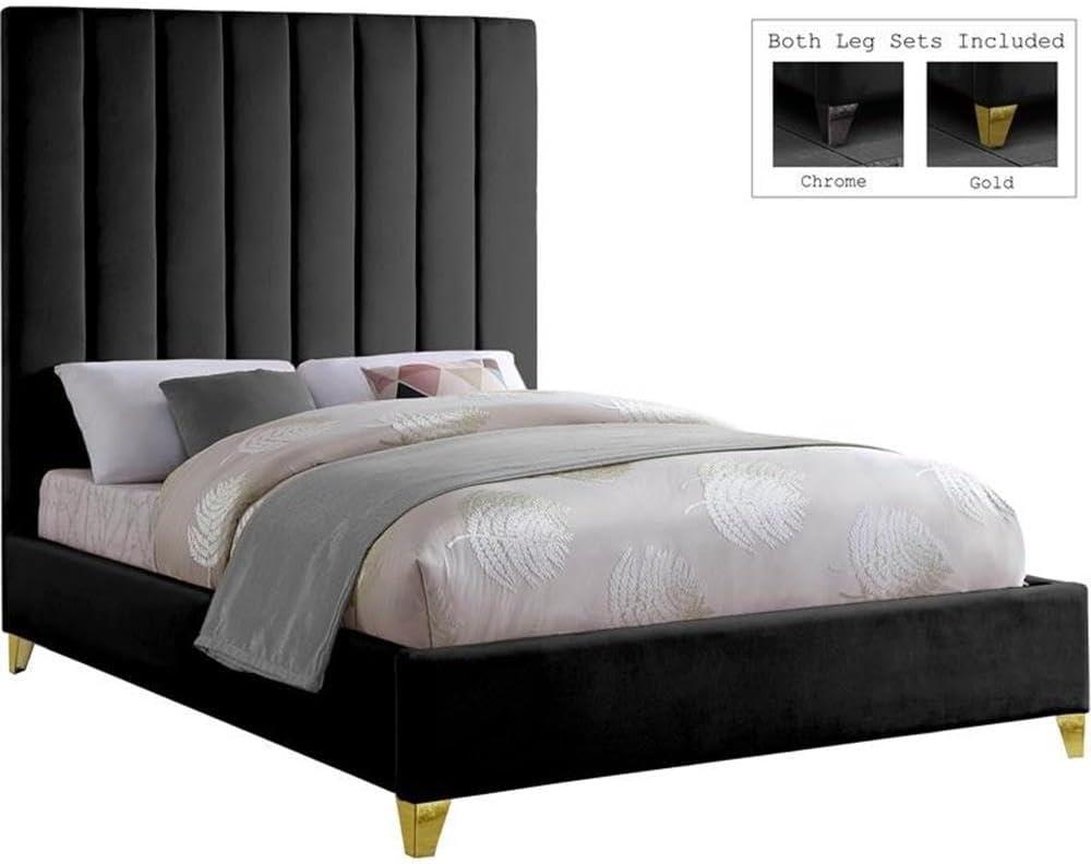 Elegant Pink Velvet Upholstered Queen Bed with Tufted Headboard