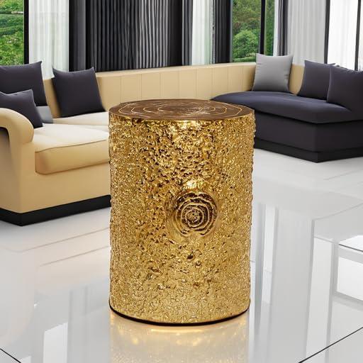 DecMode 15" x 17" Gold Aluminum Accent Table, 1-Piece