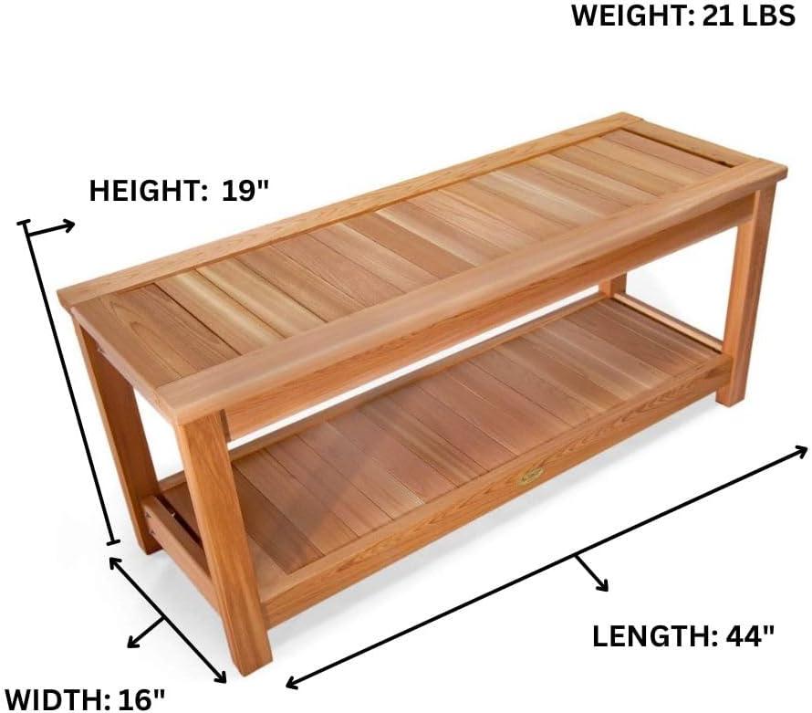 Western Red Cedar 44" Sauna Bench with Storage Shelf