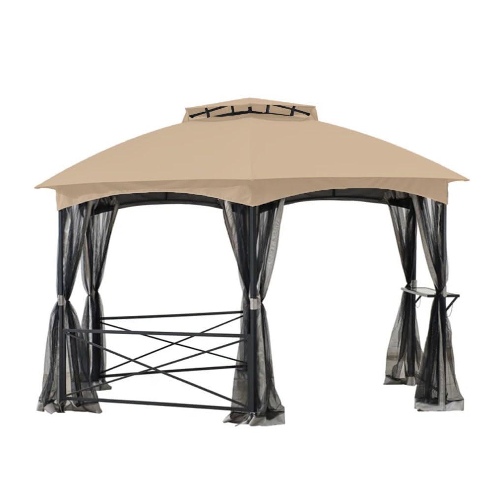 Garden Winds Replacement Canopy for The Crossman Hexagon Gazebo - Standard 350 - Beige - Will ONLY FIT Gazebo Model L-GZ076PST-1A-4