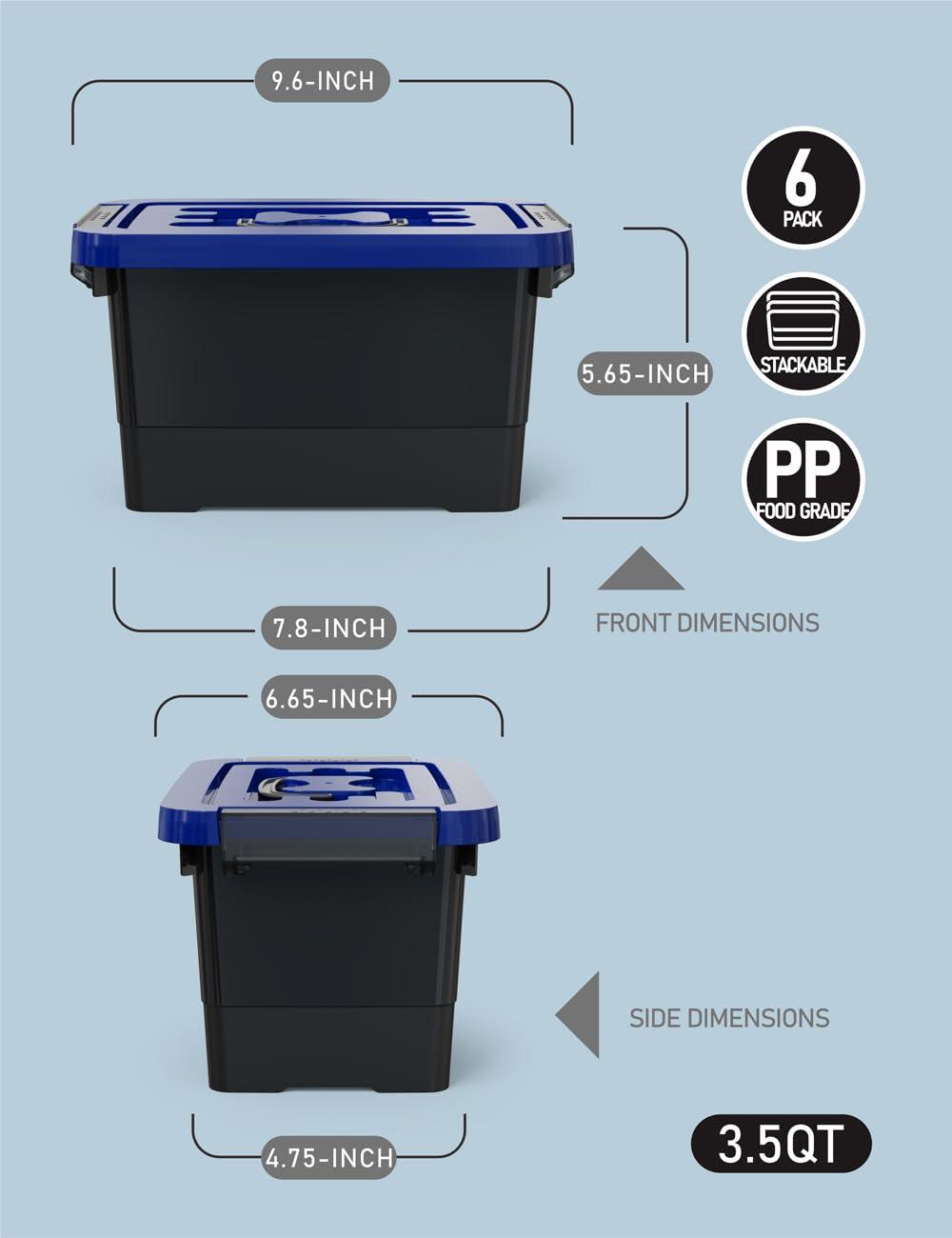 Clear Stackable Plastic Storage Boxes with Lids, 6-Pack, 5 Liters