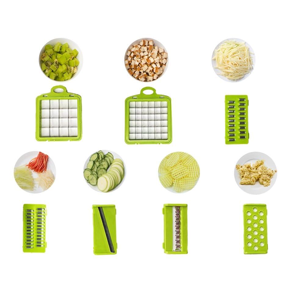 Vegetable Chopper,Pro Onion Chopper,14 in1 Multifunctional Food Chopper,Kitchen Veggie Chopper with 8 Blades,Vegetable Chopper With Container ,Vegetable Slicer Dicer Cutter,Salad,Garlic Chopper