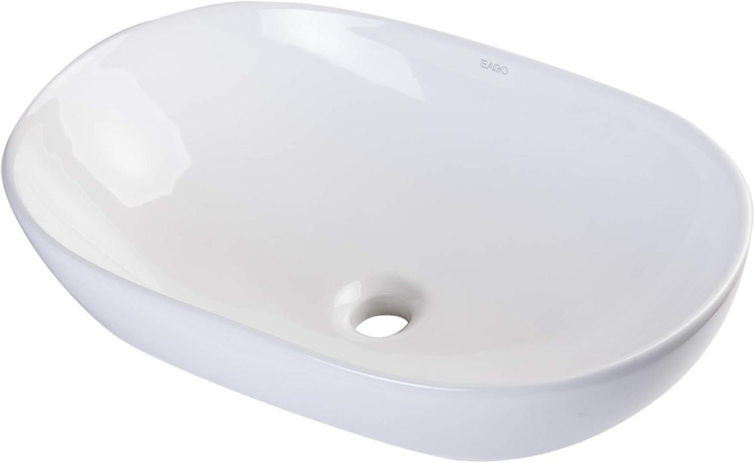 EAGO 14.75'' White Porcelain Oval Bathroom Sink