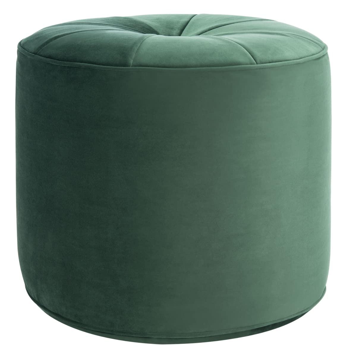 SAFAVIEH Hawkem Modern Velvet Ottoman, Orange