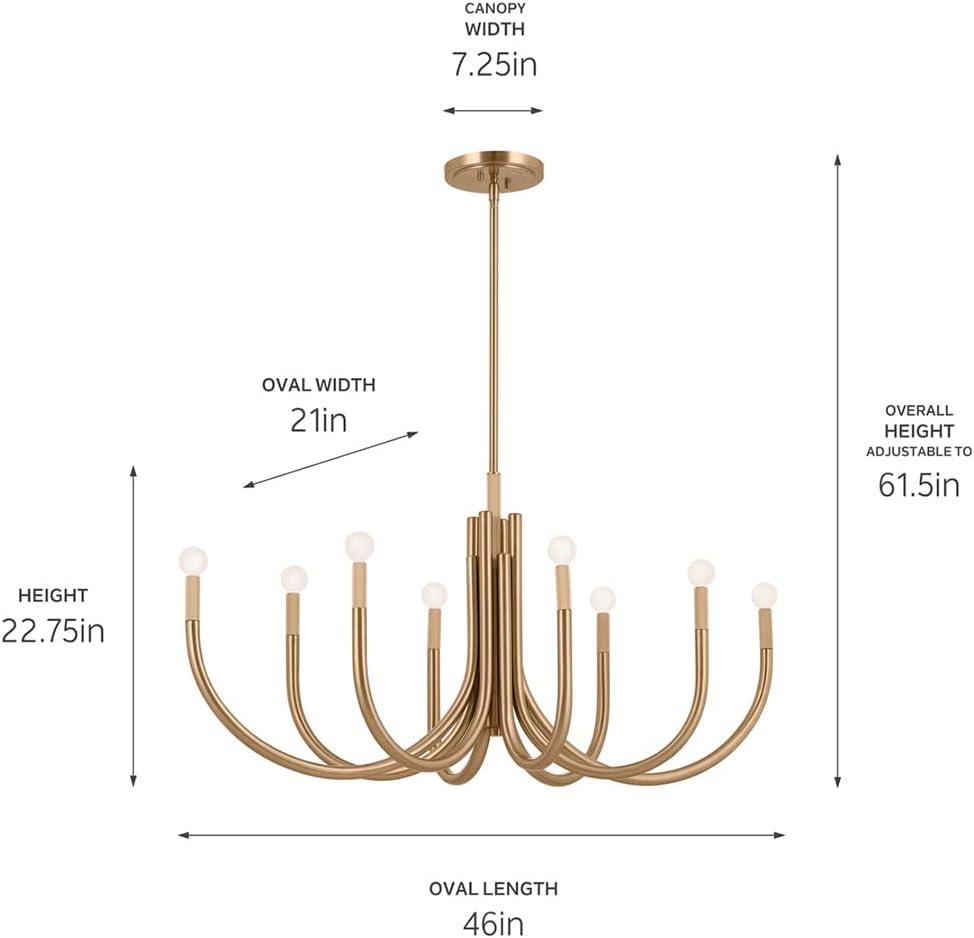 Champagne Bronze 8-Light Oval Candle Chandelier