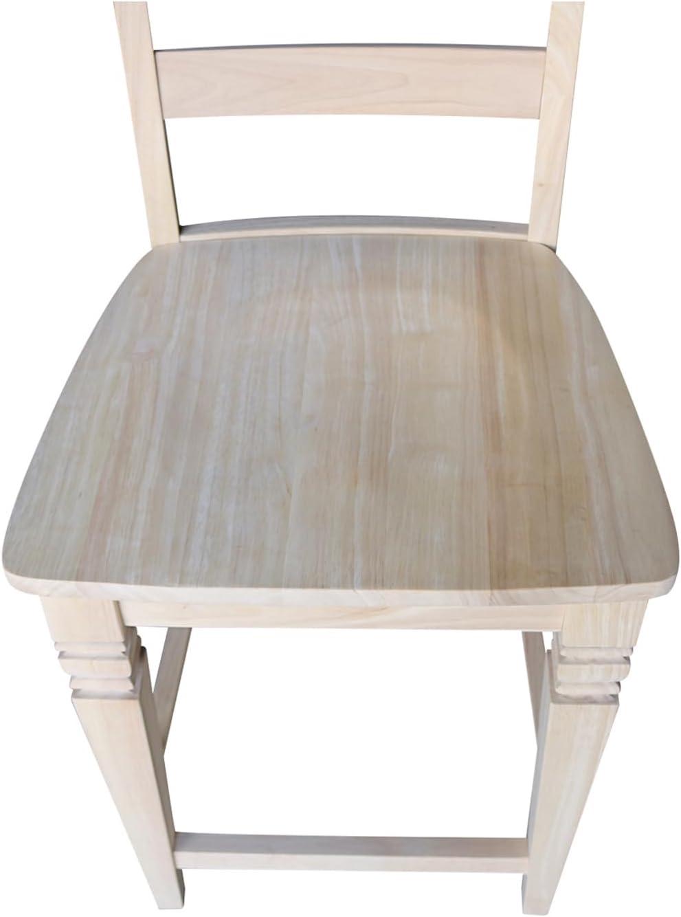 23.62" Java Counter Height Barstool Unfinished - International Concepts: Solid Wood, Ladder-Back