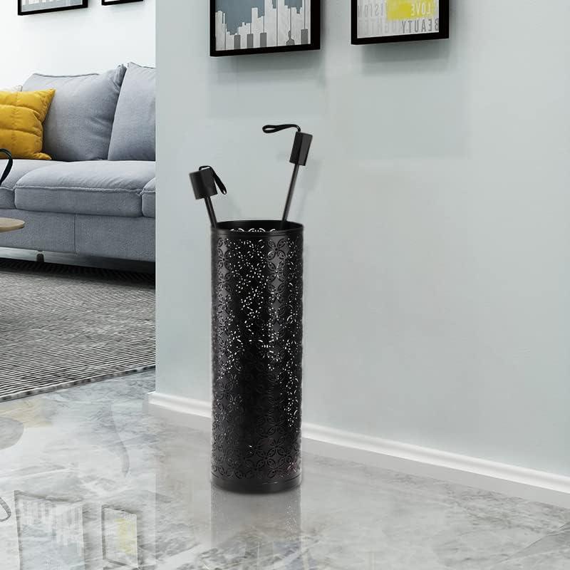 Black Metal Round Water Resistant Umbrella Stand