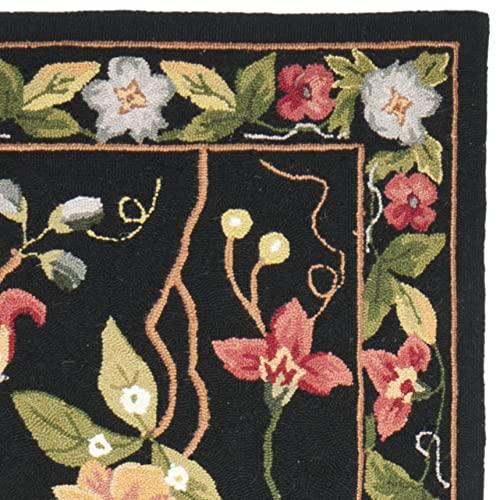 SAFAVIEH Chelsea Gisselle Bordered Wool Area Rug, Black, 10' x 10' Square